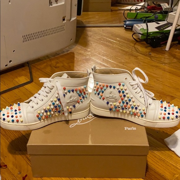 christian louboutin high top white colorful spikes - Picture 6 of 9